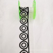 2021 7.5CM black/white embroidery round circle black religious design lace trim